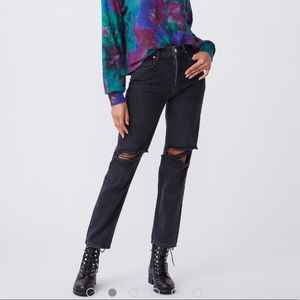Paige Sarah Straight Jean-Black Meadow Destructed